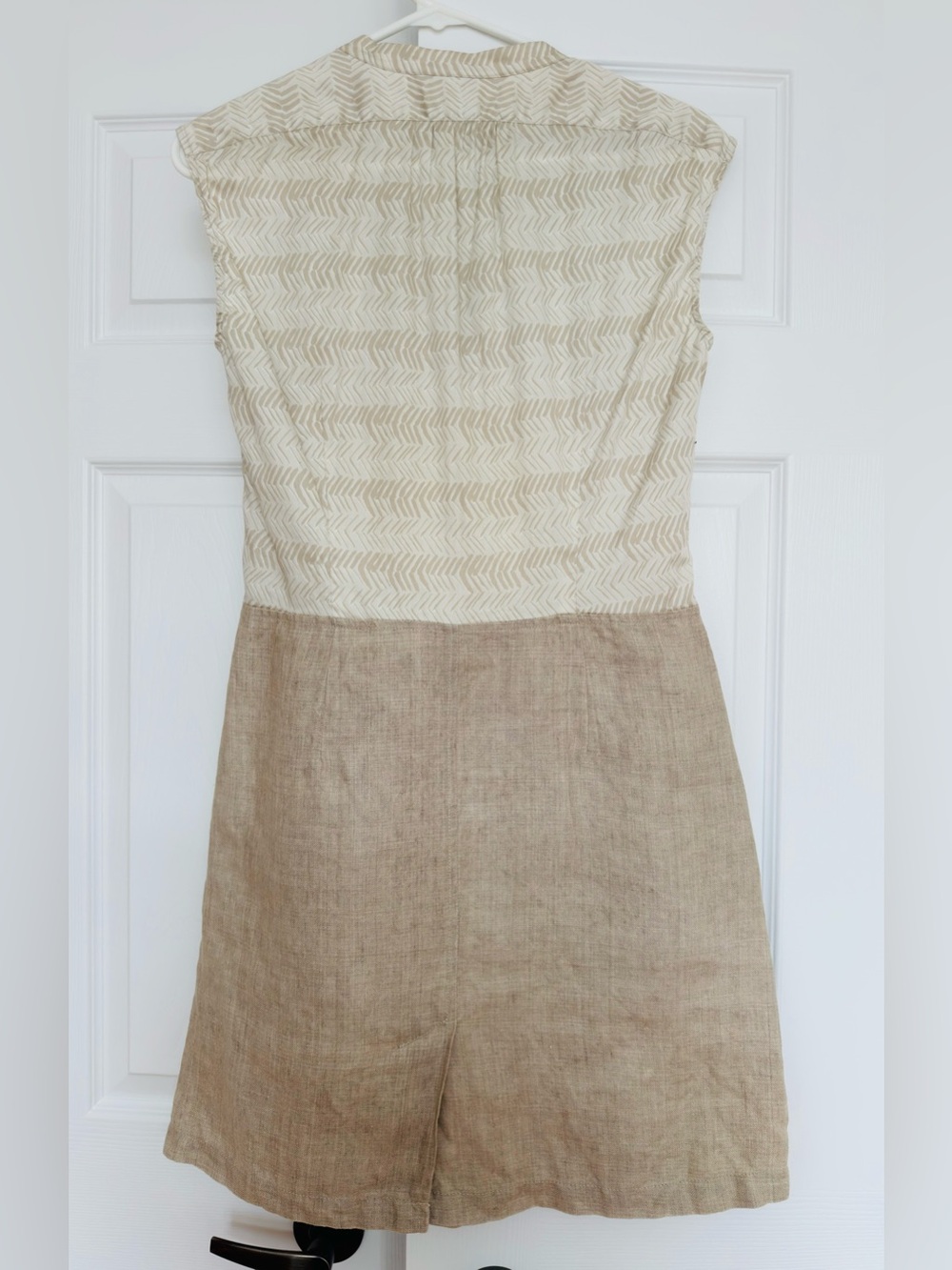 Weekend Max Mara Linen Dress Neutral Two-Tone Sleeveless Summer Size 8 - Picture 5 of 5